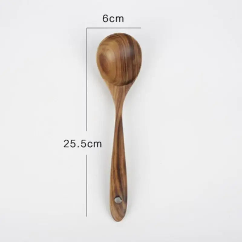 Senior teak cooking spoon acacia wood kitchenware long handled spatula non stick pan heat-resistant easy to clean