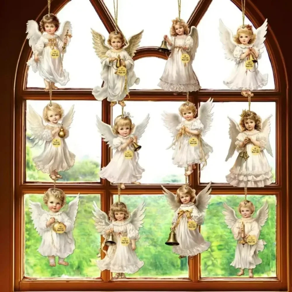 12/36 pcs wooden christmas angels ornaments victorian style angel tree decorations set wood pendants for home holiday