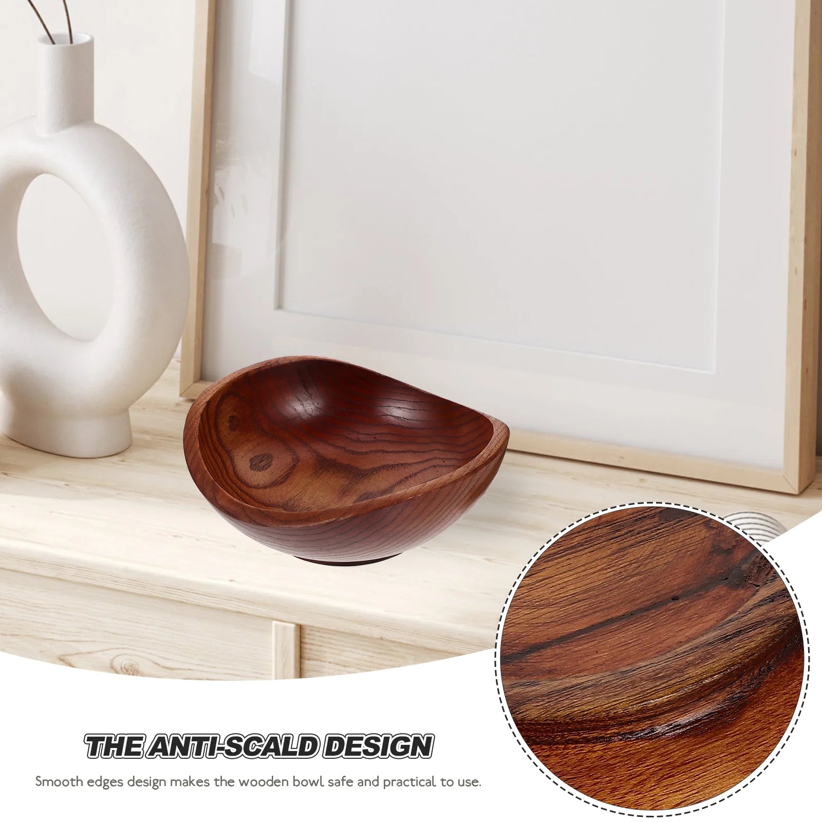 Solid wood fruit salad bowl yuanbao jujube creative snack seasoning style five container wooden bowls serving - as shown