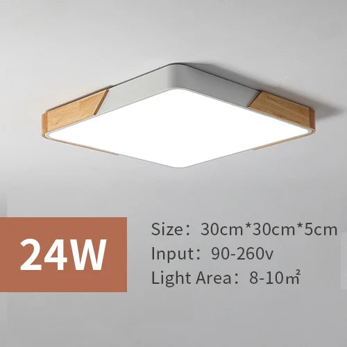 Led surface mount ceiling light modern ultra thin lighting wood lamp fixture living room home decor balcony remote