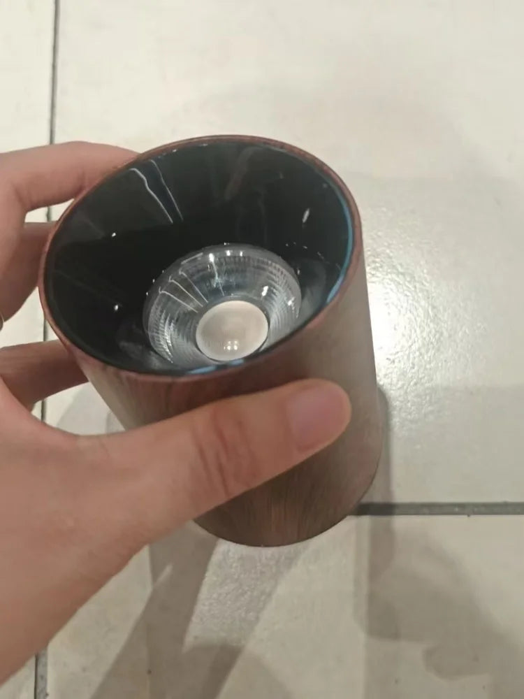 Mid-style exposed household anti-glare walnut wood grain ceiling light corridor and passageway no-hole living room