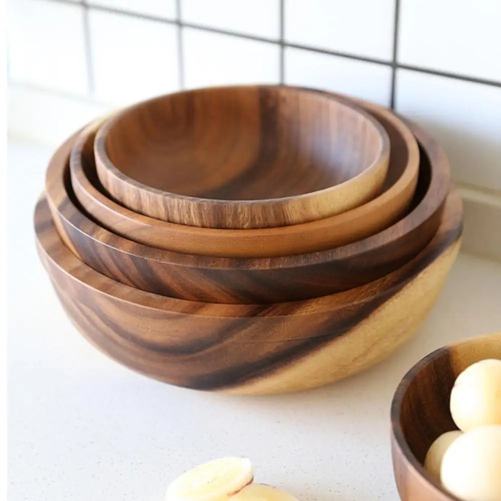 Good grade eco-friendly polishing salad bowl japanese practical wooden soup kitchen supplies - united states / s