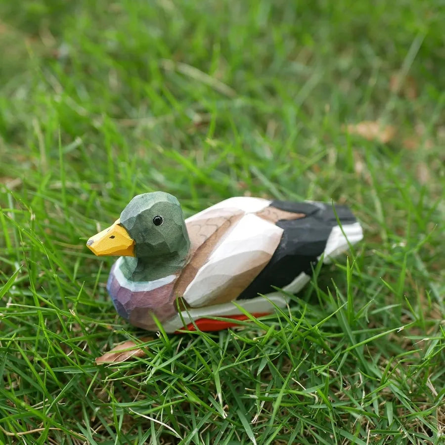 Wood mallard duck figurine 3.8 l hanarved mini decoy hunting lodge decor realistic cake topper rtic home accent gifts