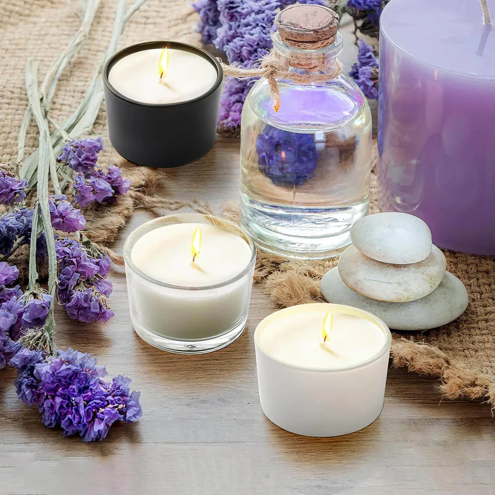 Clear thick candle jars for making candles,4oz empty with wood lids sample container-dishwasher safe