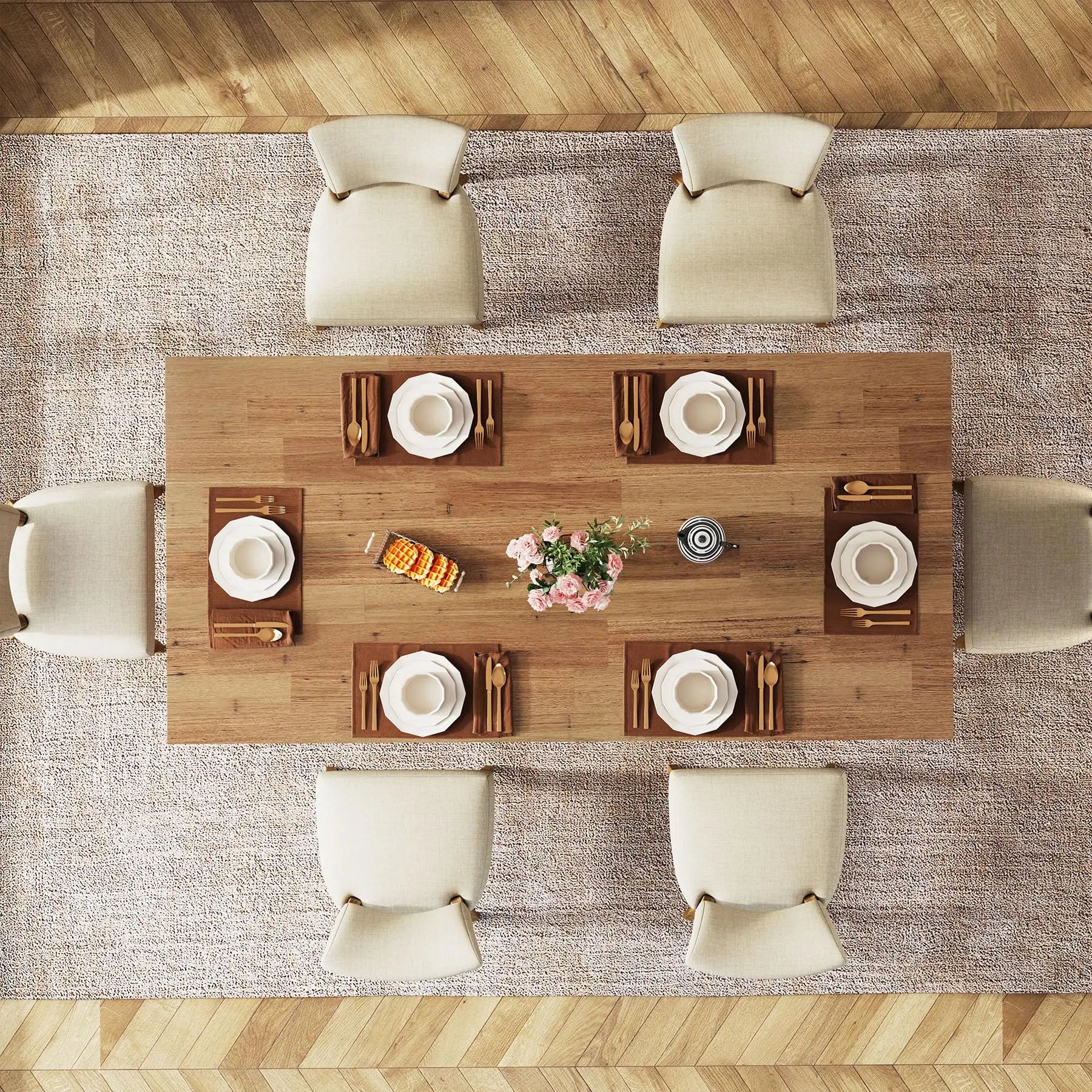 Tribesigns 63-inch dining table for 4-6 farmhouse kitchen with large tabletop rectangular dinner eating - dark gray