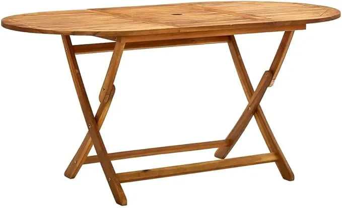 Vidaxl solid acacia wood folding patio table - elegant outdoor dining furniture for garden terrace - brown / united