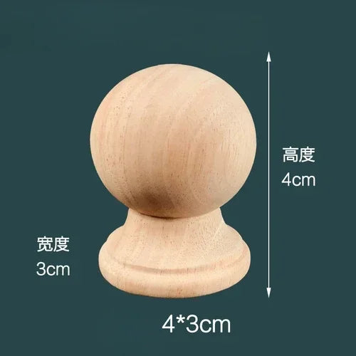 Solid wood carving solid color round ball staircase handrail bed tail headpost decoration column sculpture - c2 4x3cm