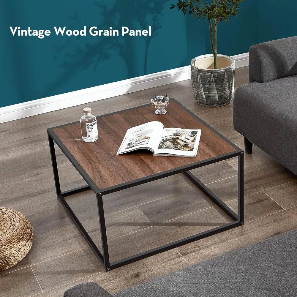 Rustic wood mid century modern coffee table for small spaces simple square low center - walnut / united states