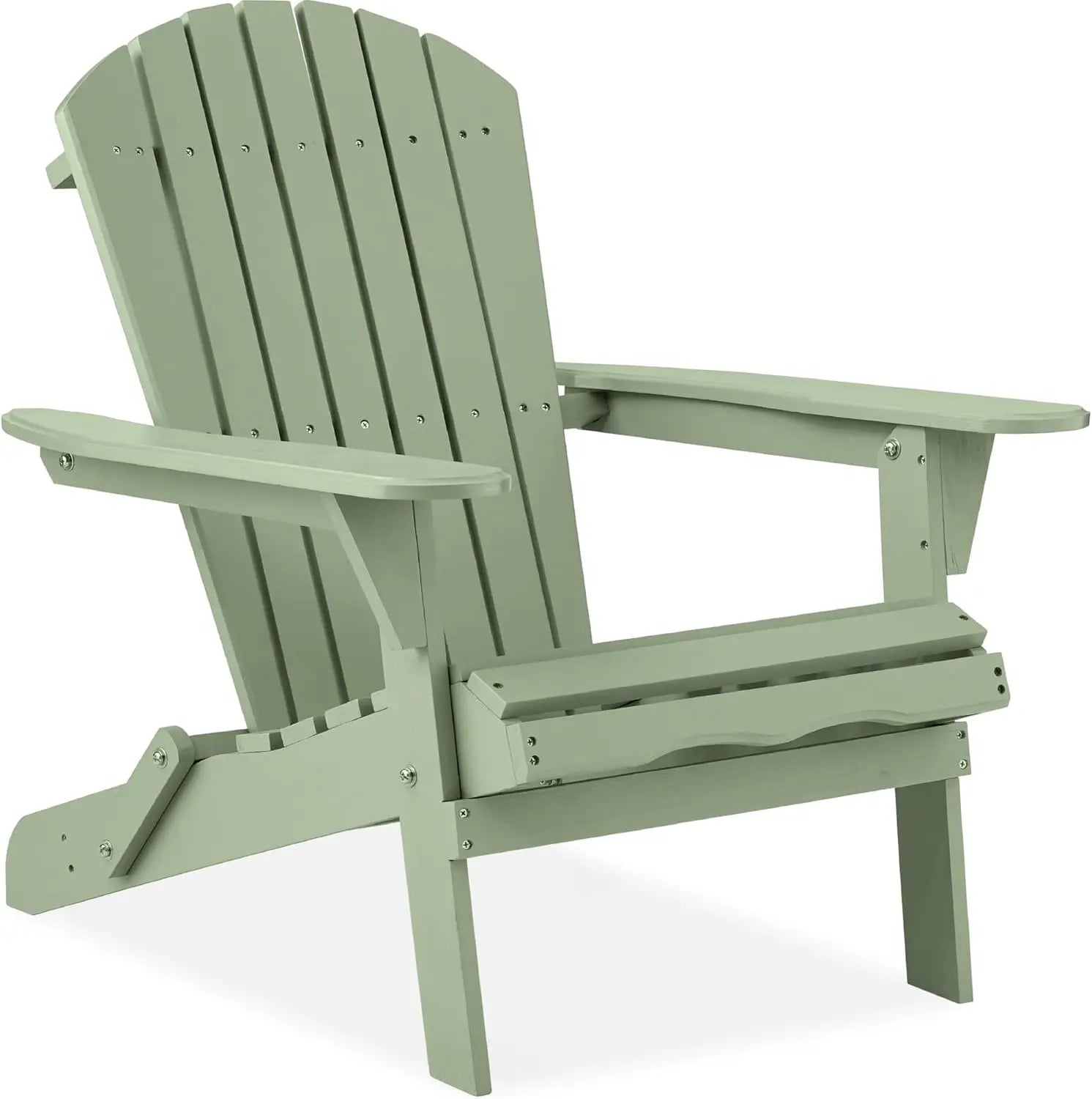Folding adirondack chair outdoor wooden accent furniture fire pit lounge chairs for yard garden, - sage green / united