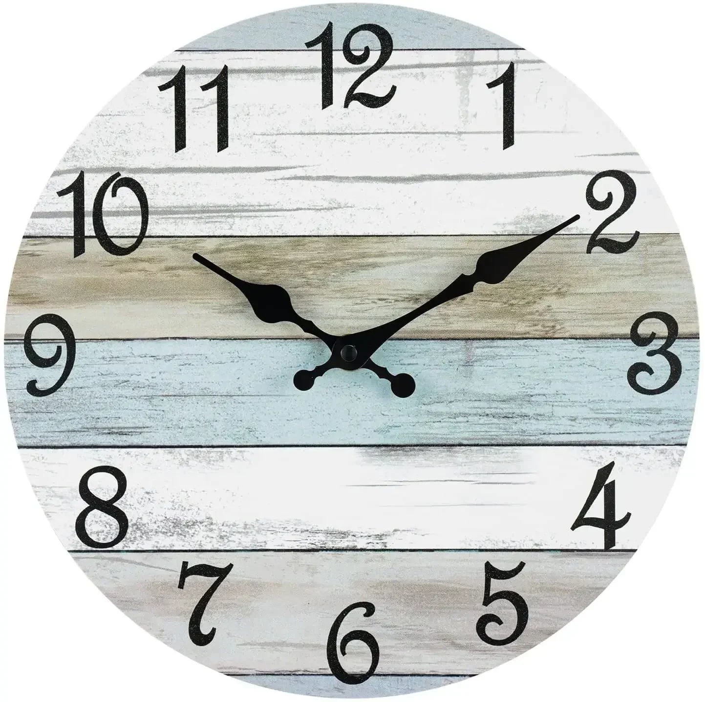 Wall clock 10 inch clockrustic clocks battery operated,silentnon ticking wooden coastal beach for living room bedroom