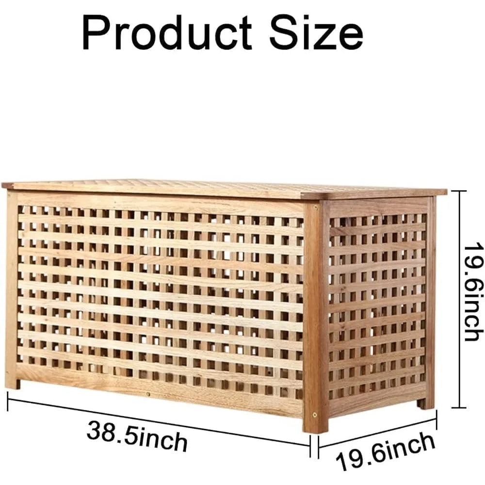 Natural wood entryway bench with storage suitable for coffee table in living room bedroom and bathroom (38.5x19.6x1