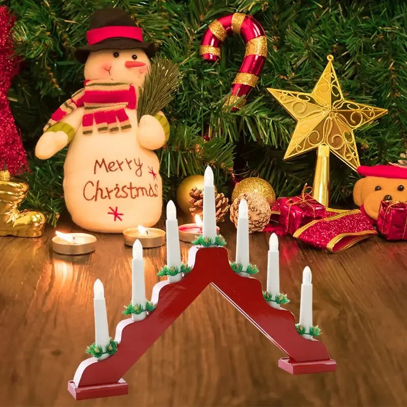 Christmas candle holders table led window decoration wooden candlestick holder decor light porta velas gift fc037