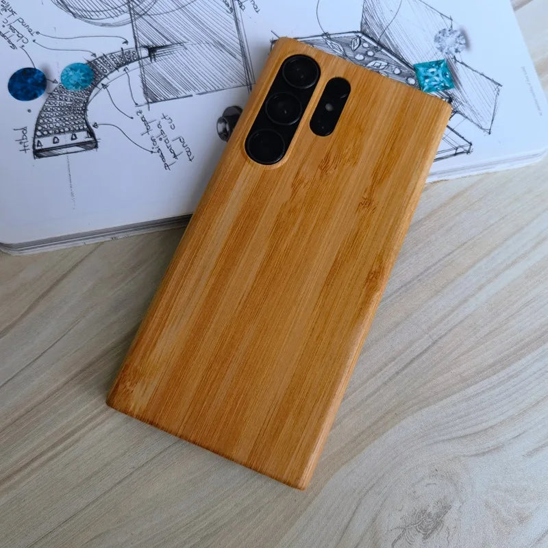 For samsung galaxy s24 s23 s22 s21 note 20 ultra plus walnut enony wood rosewood wooden back case cover - bamboo / note