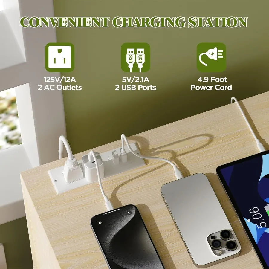 Fluted nightstand with usb charging station 3 drawer dresser wood modern night stand bedside table quiet drawers large