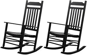 Patio rocking chairs furniture white wooden outdoor rockers set of 2 porch for audlt indoor outside balcony garden