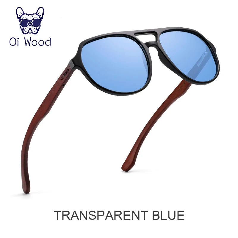 Oi wood brand natural wooden sunglasses for men women polarized oculos de sol - blue