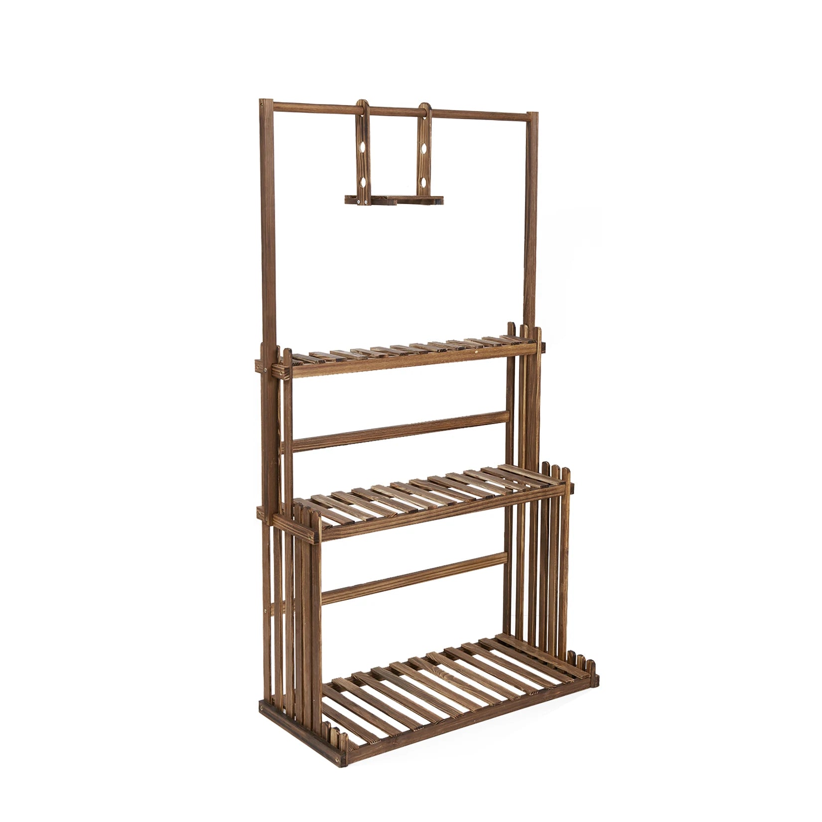 3 tiers heavy duty hanging plant stand wood garden tall flower display rack - australia