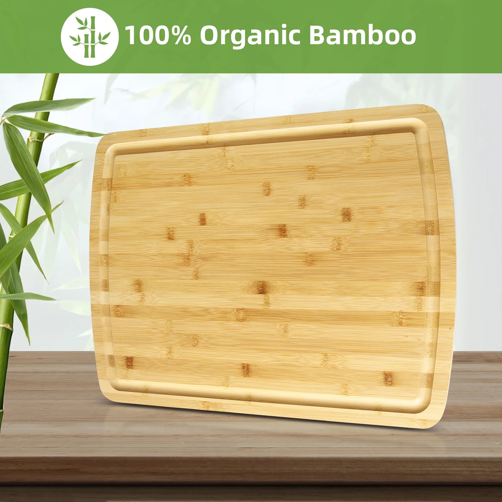 Bamboo cutting board for kitchen 24’’ x 18’’ extra large serving trays with juices groove turkey carving - 61x45.7x2cm