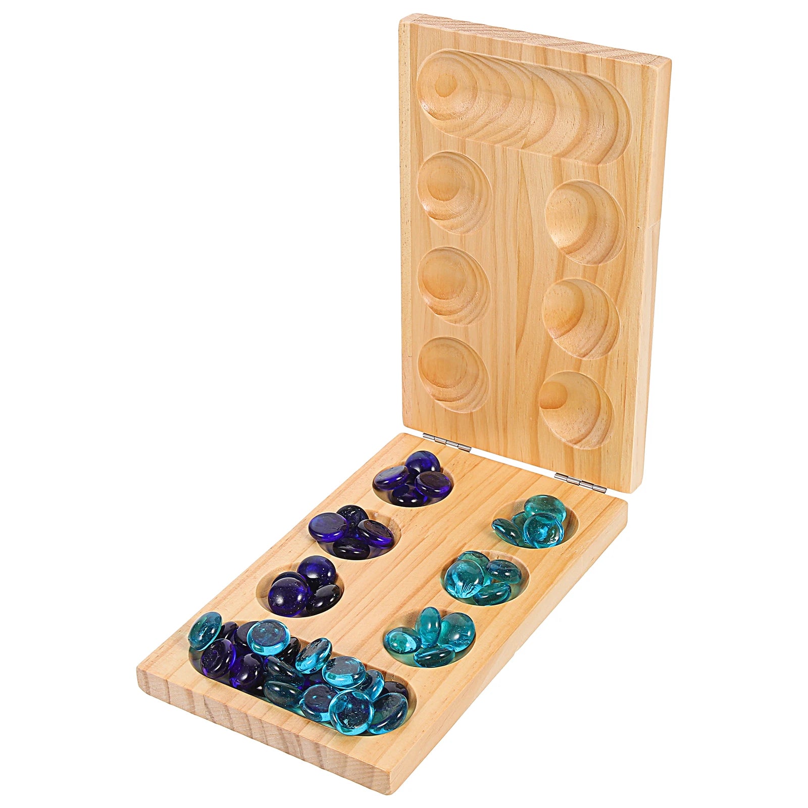 Foldable gem chess folding mancala game kids toys portable board gemstone wooden travel
