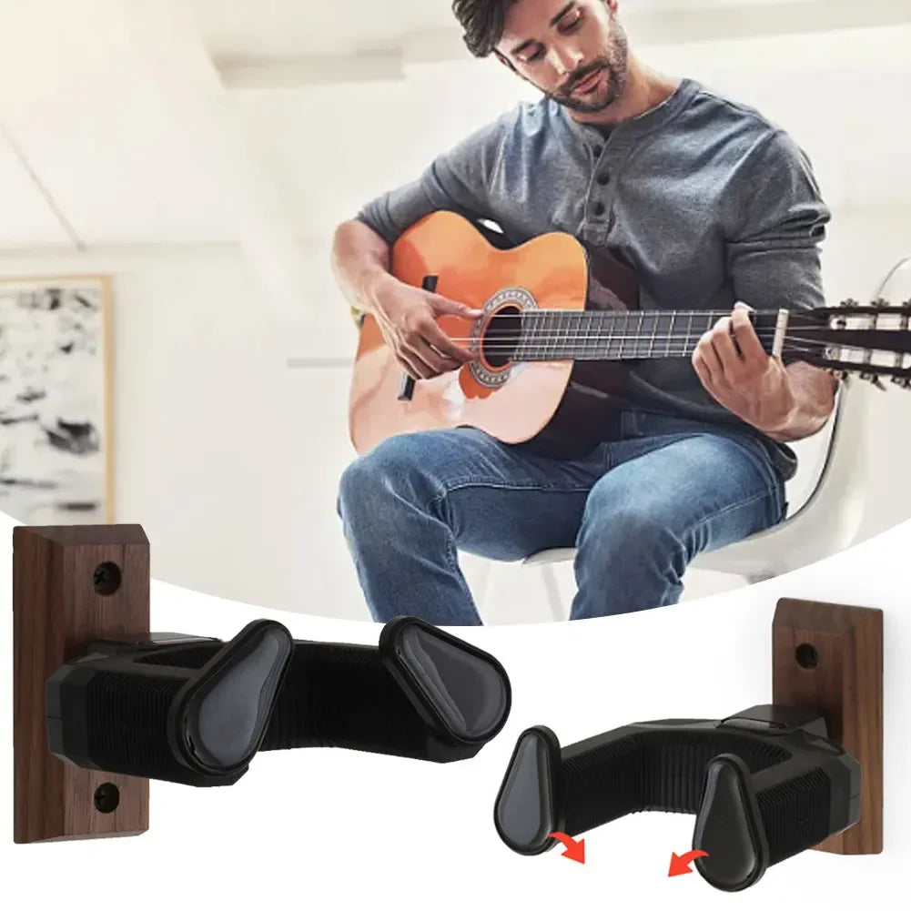 6-1pcs wooden guitar holder stand non-slip display bracket universal wall hanger for electric ukulele bass - 1pcs