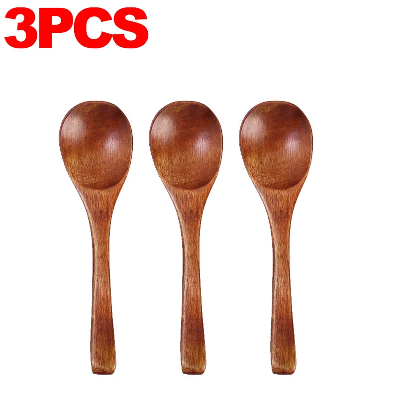 1/20x reusable wooden spoons for dinner coffee milk dessert home kitchen spice condiment salt sugar spoon tableware