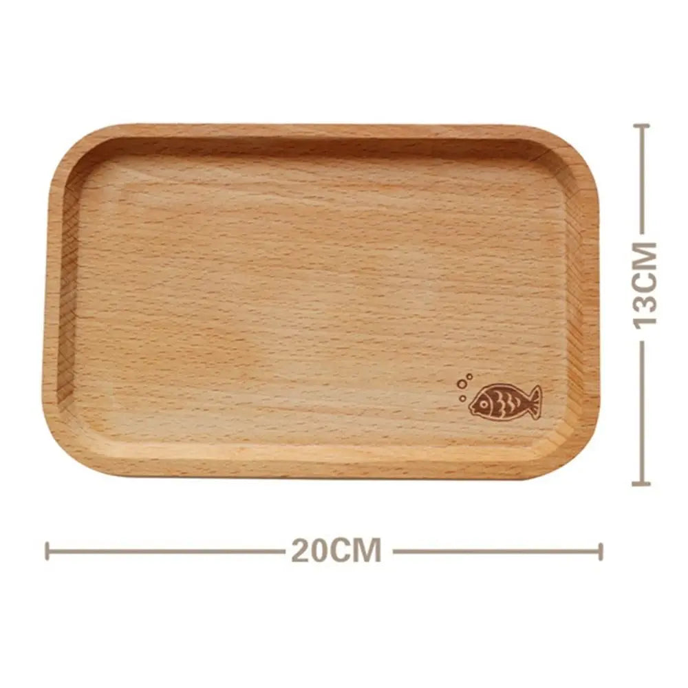 Wood plate cute cartoon cat bear solid fruit dishes tea tray dessert dinner tableware for serving kids baby - united