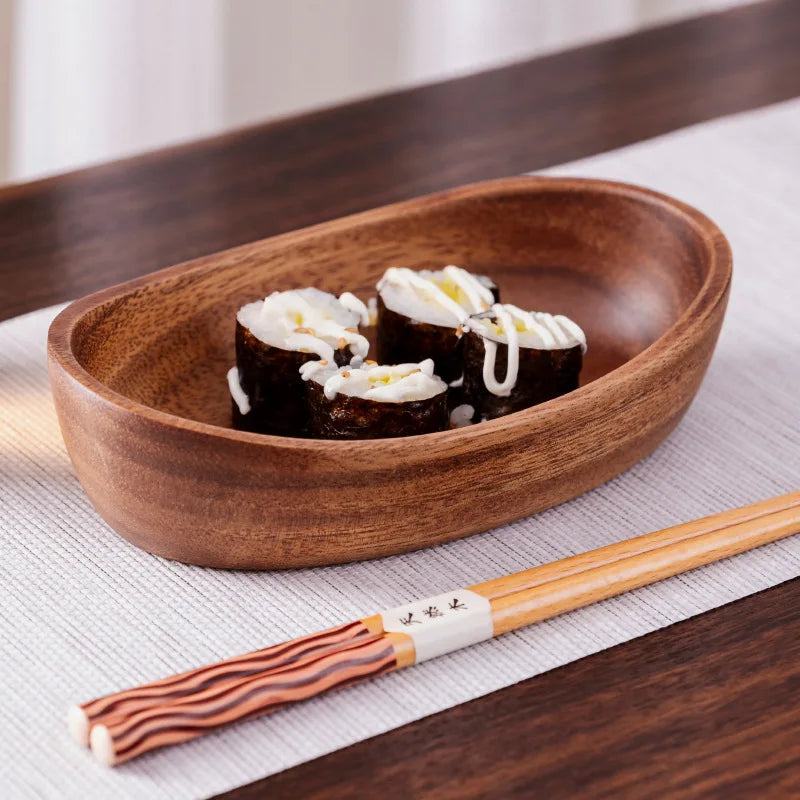 Walnut wood boat shaped bowl creative salad fruit mandarin duck plate dishes mixing dough bowls food bread tray