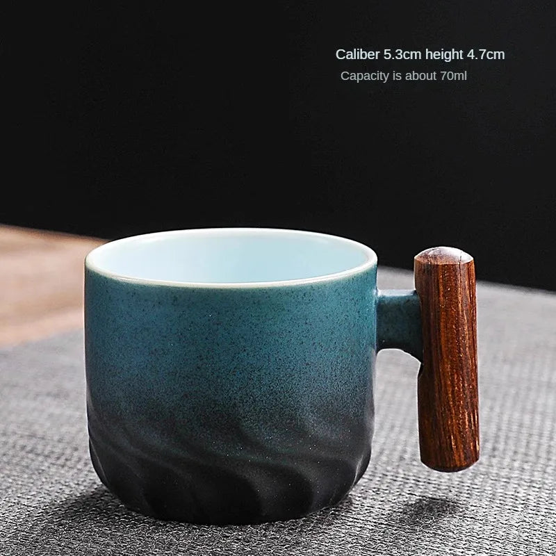 Creative handmade exquisite coffee cup vintage with wooden handle mug cups mugs drinkware kitchen dining bar home - c