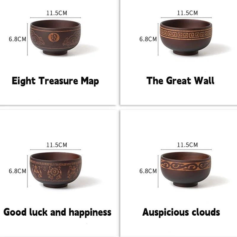 Wooden soup bowl japanese style wood rice salad food container large small for kids tableware utensils