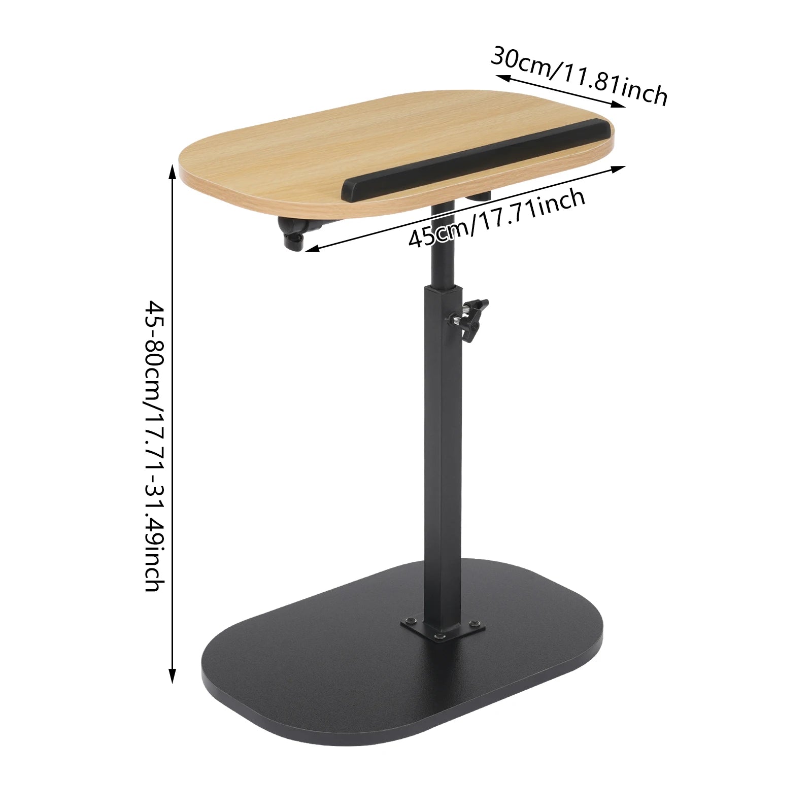 C-shaped side table small coffee height adjustable with 320 ° tiltable & 360° rotatable tabletop - log color / united