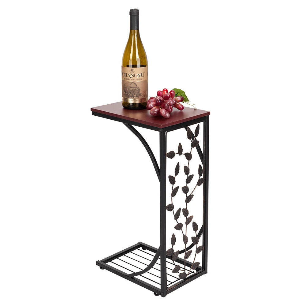 54*30.5*21cm leaf pattern iron side table coffee brown - united states