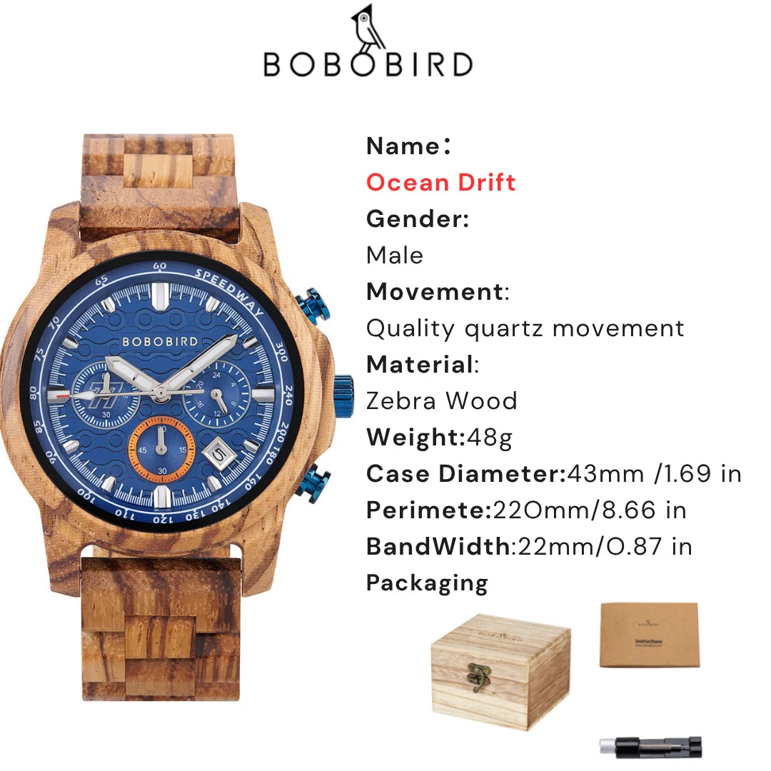 Bobobird men’s wooden watch classic style eco-friendly timepiece for business casual wear christmas gift him