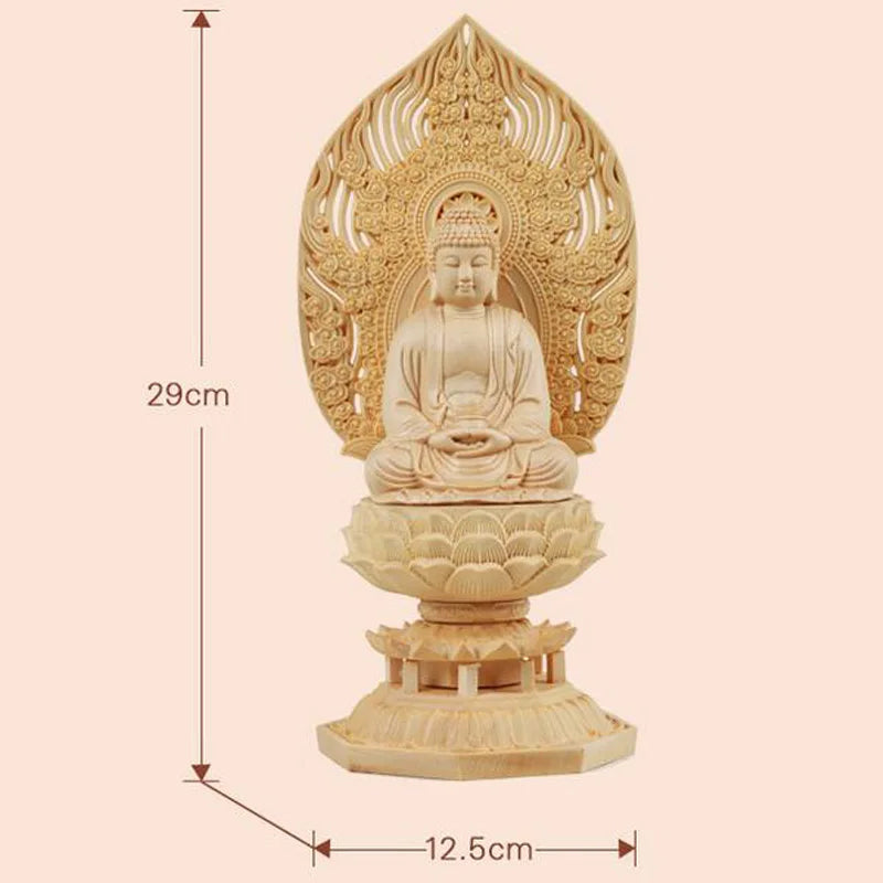 Shakyamuni buddha statue for home and office decor wood hand carving crafts sitting lotus sculpture fengshui decoration
