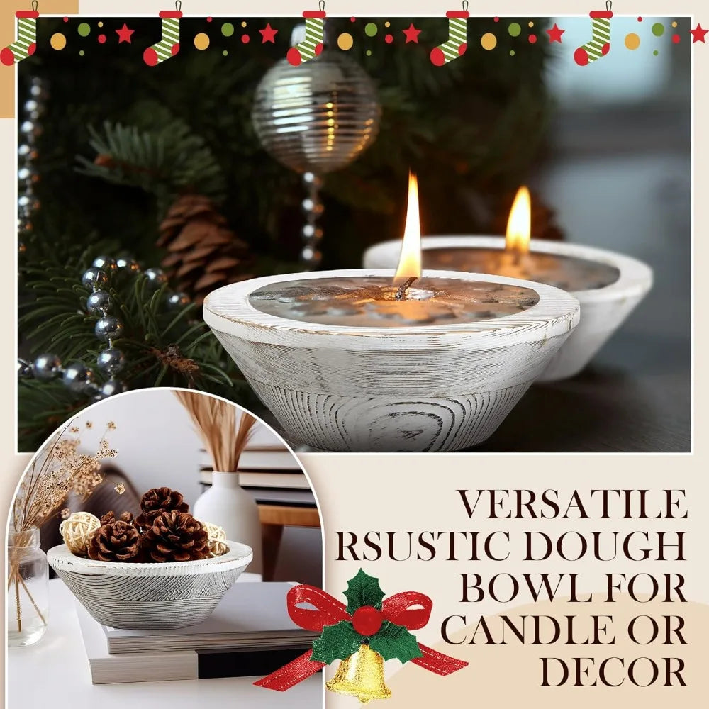 Wooden dough bowls set of 10 for candle making passover vintage round carved wood ideal diy crafts home decoration