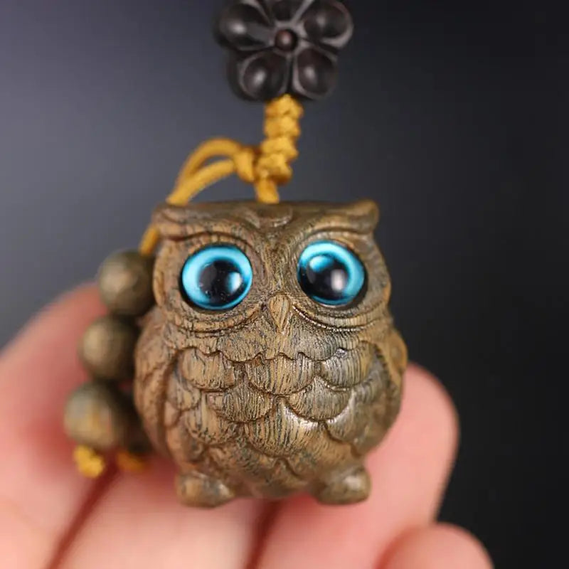 Owl wooden keychain portable fashionable phone charm decor pendant for women men bag key accessories gift keyring