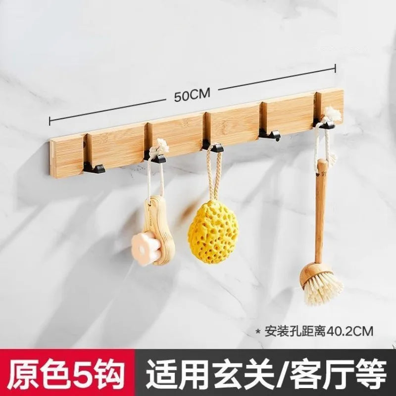 3&5 hooks hallway hangers luxury creative wooden invisible door row hook foldable clothes bag key hanging white color