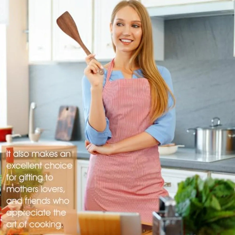 2 pcs wooden spatula for cooking long handle flat kitchen utensils set nonstick cookware p - united states