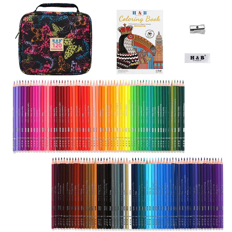 H&b 72/120/180 coloring pencils set with portable stoh&rage bag pro soft core artist supplies gift for drawing lovers