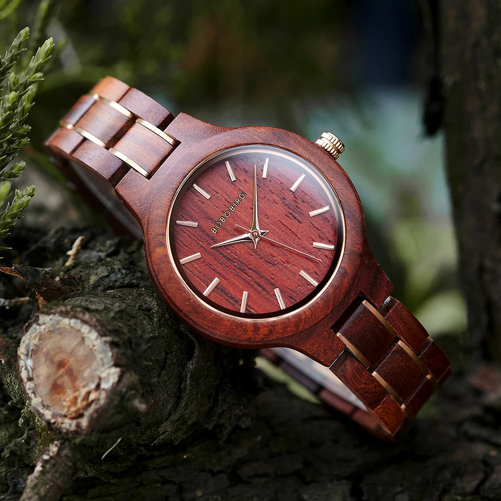 Bobo bird women’s wooden watch zebrawood walnut red sandalwood minimalist design handmade gift with box dropshipping