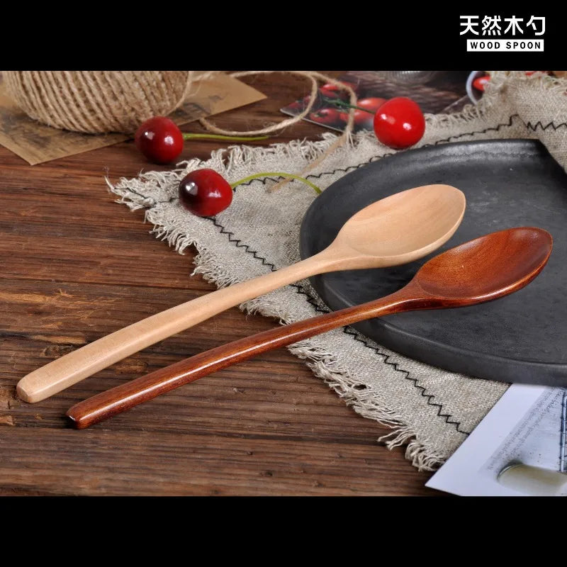1pc wooden spoon tableware kitchen cooking utensil tools soup tea catering tool coffee teaspoon honey