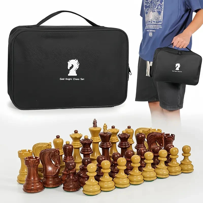 Luxurious large-sized chess set 52cm foldable wood-like silicone chessboard king 9.6cm tall weighted pieces - 1 - chess
