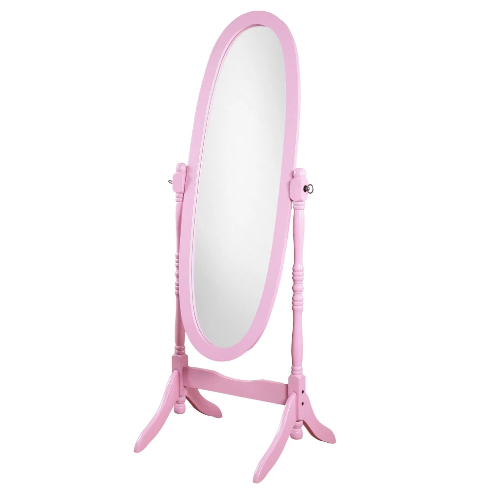 Traditional queen anna style wood floor cheval mirror cherry finish - united states / pink