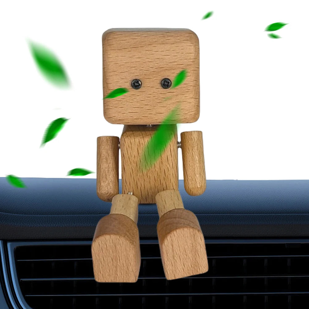 Magnetic shaking wooden man figurine handmade feet statue car dashboard decorations ornament lovers creative gifts