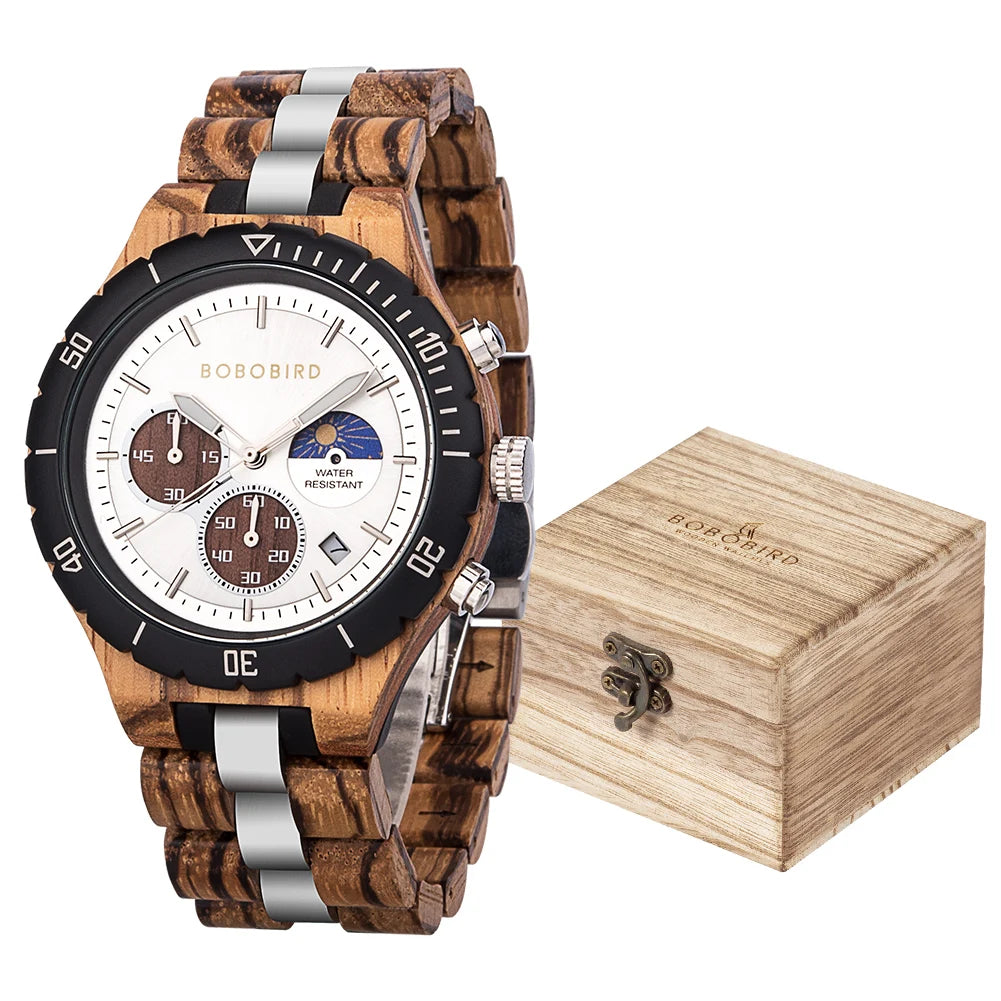 Bobo bird wood watch men luxury stylish watches timepieces chronograph military quartz relogio masculino dropshipping