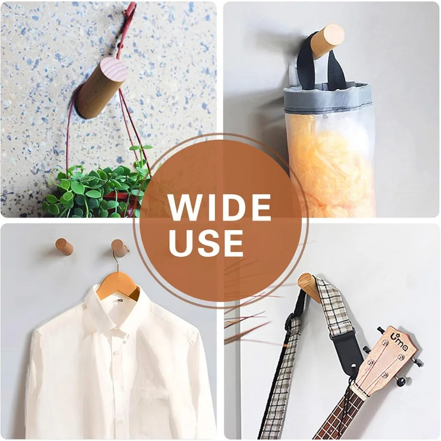 Wood wall hooks 4 pack mounted rustic wooden heavy duty robe hook hat rack for hanging bathroom towels clothes hanger