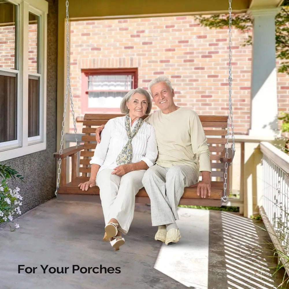 4.5 ft outdoor porch swing upgraded xl size seat depth & back height wooden patio heavy duty 880 lbs front hanging swin