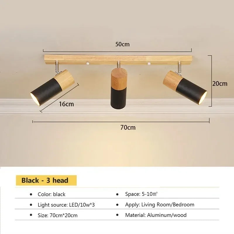 Wood ceiling light rotatable decorate spotlight indoor lighting for living room study foyer entryance cloakroom bedroom