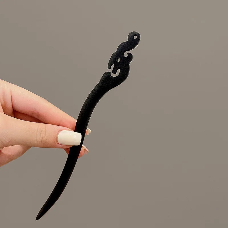 Vintage wooden hair clip black easy to twist hairpin ethnic clothing hanfu accessories girl - 11