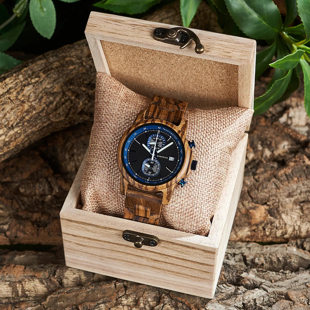 Bobo bird wood watch men luxury timepieces chronograph auto date male quartz wristwatches great gift for custom