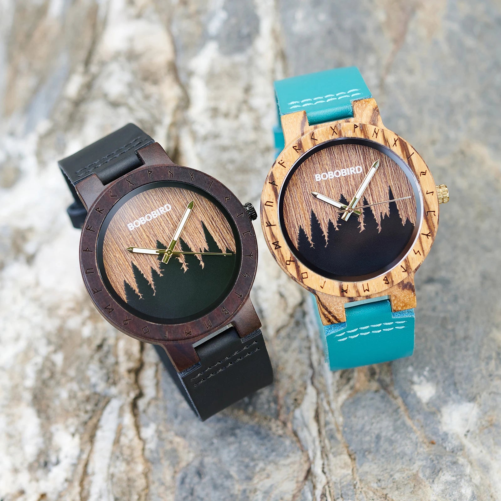 Man wood watch bobobird viking symbol quartz wristwatch original forest design wooden clock wach with gift box for men